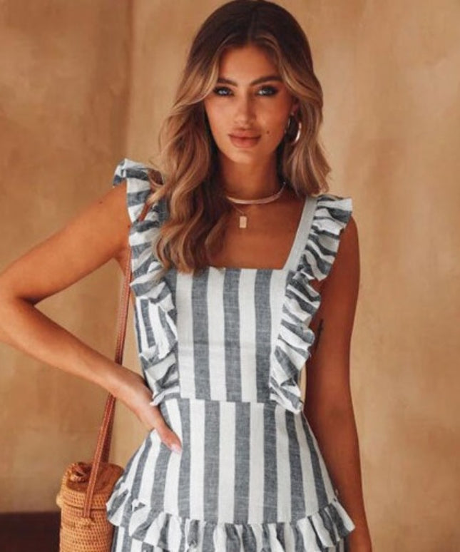 Sukienka mini letnia w szare paski