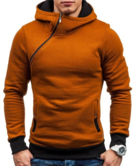 Męska bluza z kapturem dwukolorowa zapinana na skośny zamek