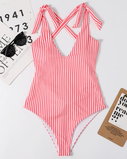 Jednoczęściowy strój kąpielowy monokini w paski