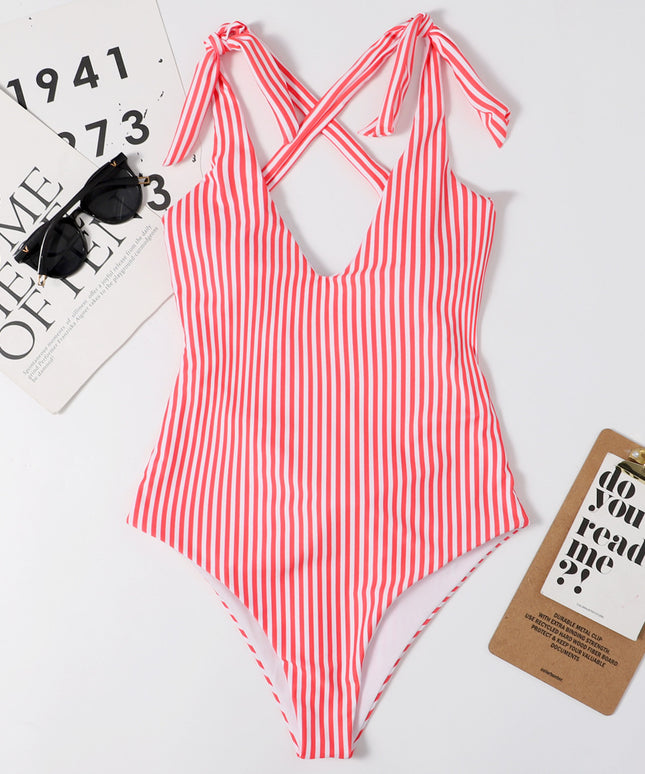 Jednoczęściowy strój kąpielowy monokini w paski