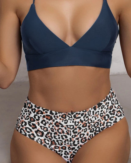 Damski dwuczęściowy strój kąpielowy bikini z majtkami w panterkę