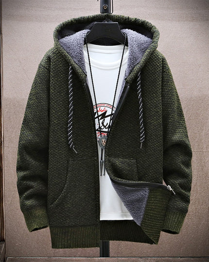 Męski sweter rozpinany z kapturem