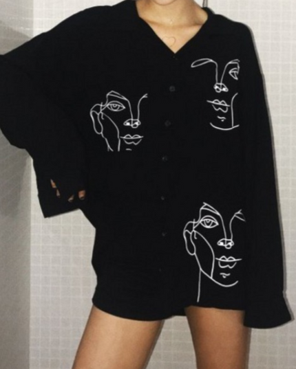 Damska koszula z motywem twarzy