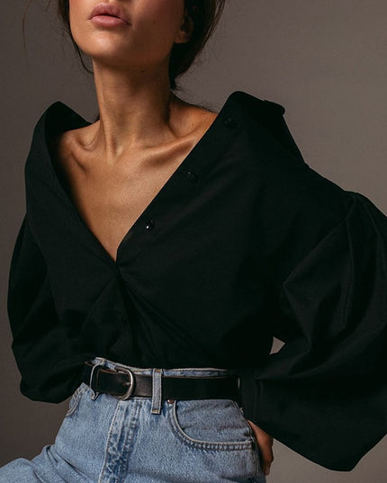 Damska koszula z bufiastymi rękawami