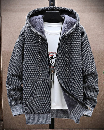 Męski sweter rozpinany z kapturem