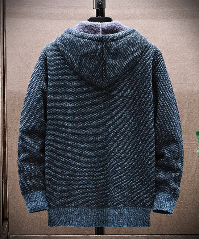 Męski sweter rozpinany z kapturem