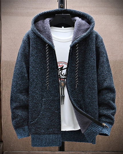 Męski sweter rozpinany z kapturem