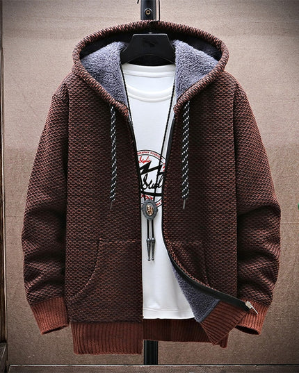 Męski sweter rozpinany z kapturem