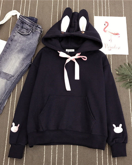 Damska bluza z kapturem z uszami królika