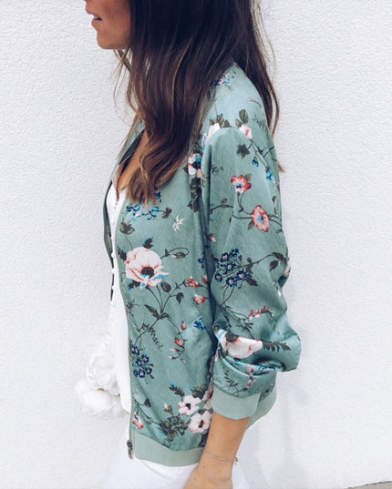 Damska kurtka przejściowa we wzór kwiatów