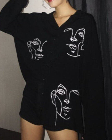 Damska koszula z motywem twarzy