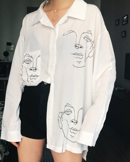 Damska koszula z motywem twarzy