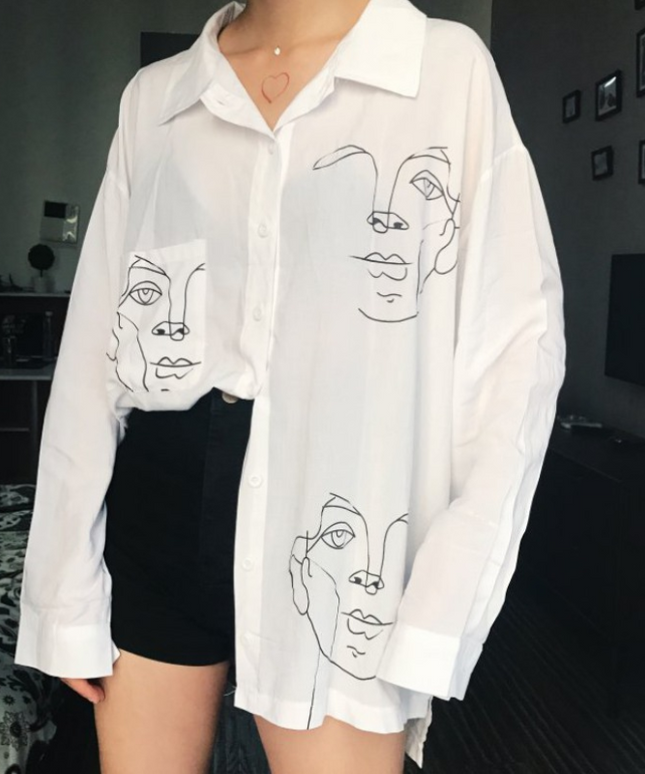 Damska koszula z motywem twarzy