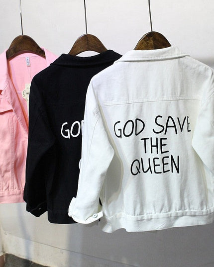 Damska kurtka przejściowa z nadrukiem na plecach