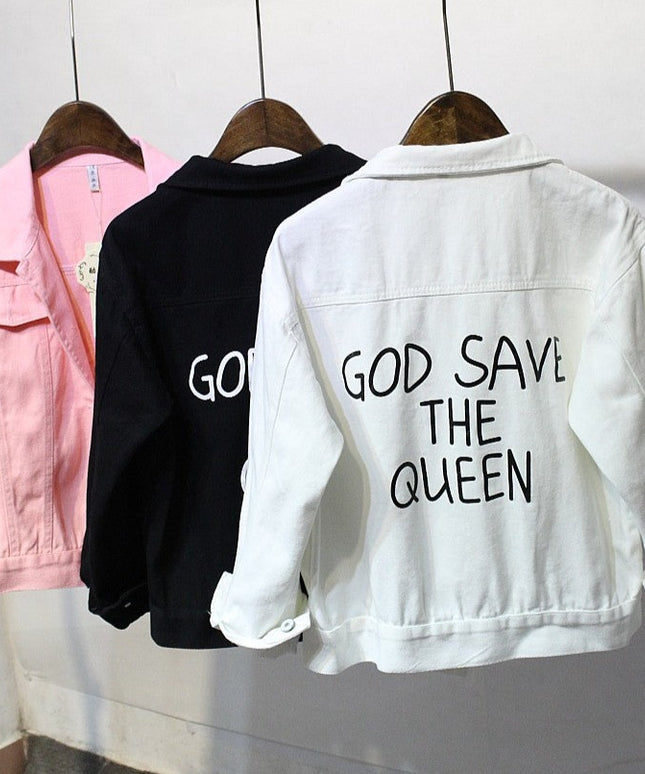 Damska kurtka przejściowa z nadrukiem na plecach