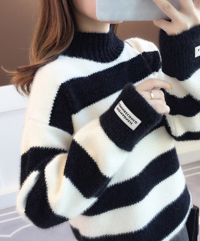 Damski sweter dziergany typu półgolf