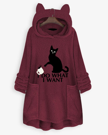 Damska bluza polarowa z kapturem o długości tuniki