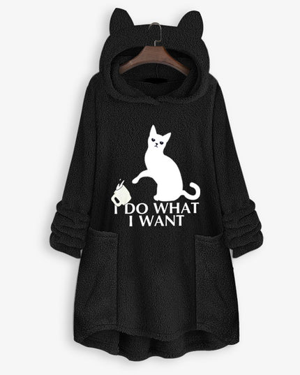 Damska bluza polarowa z kapturem o długości tuniki