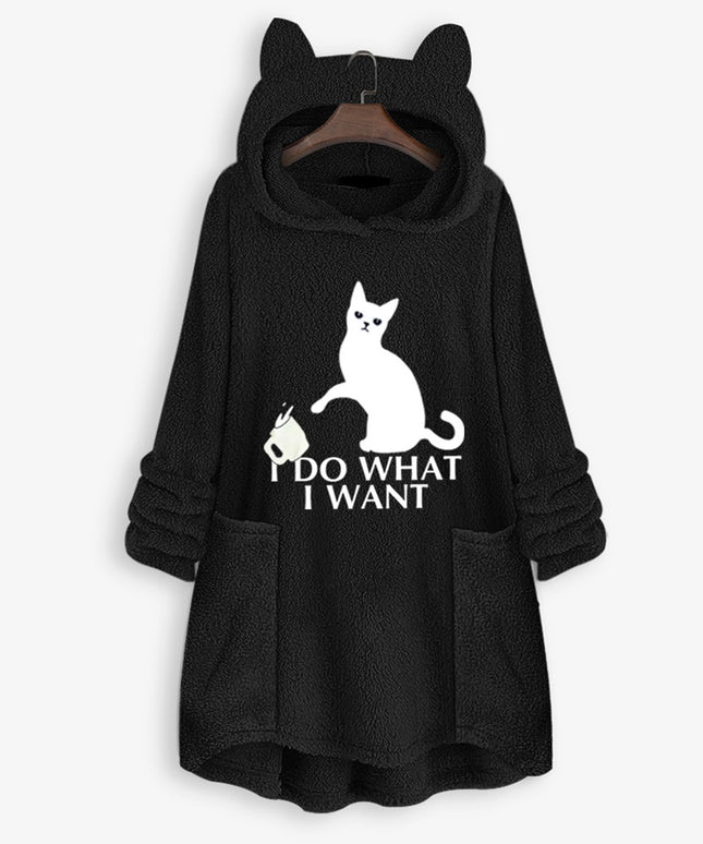 Damska bluza polarowa z kapturem o długości tuniki