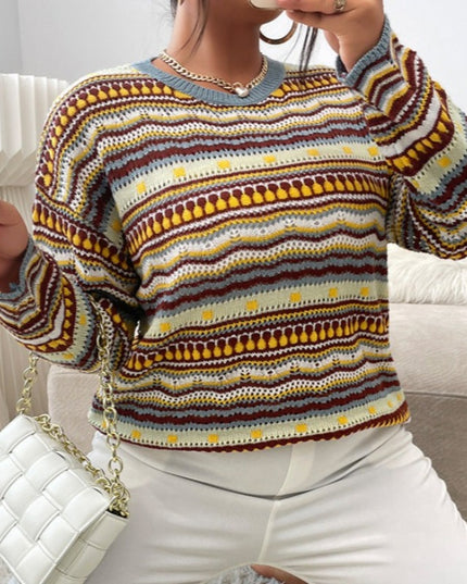 Damski sweter dziergany wielokolorowy