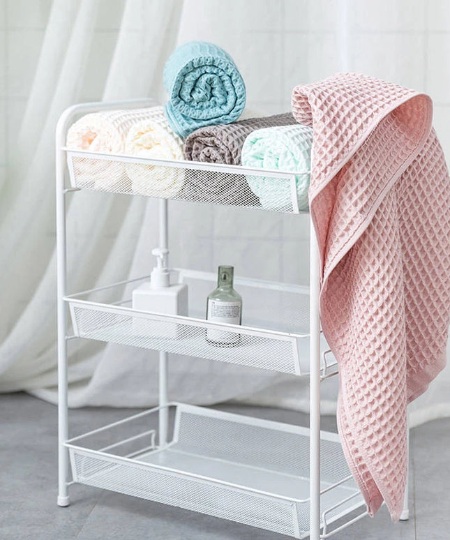 Ręcznik saunowy bawełniany struktura wafla w jasnych kolorach