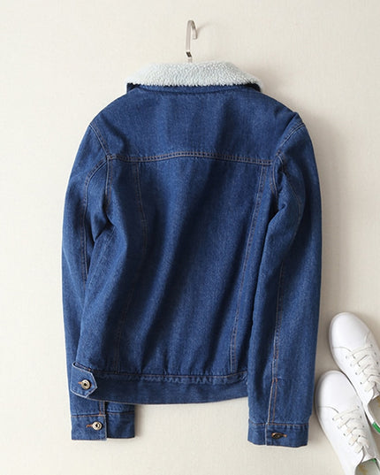 Damska kurtka przejściowa jeansowa z ociepleniem