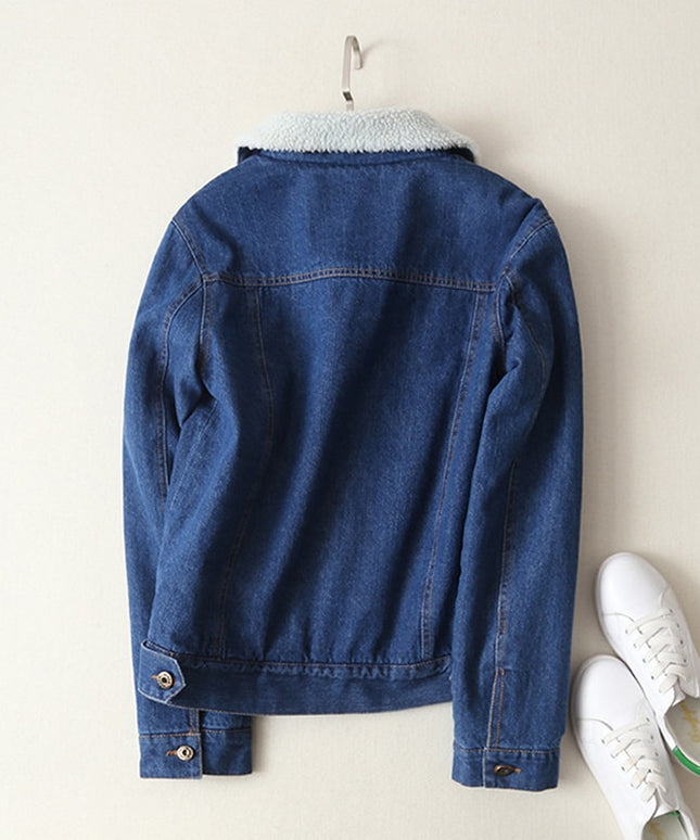 Damska kurtka przejściowa jeansowa z ociepleniem