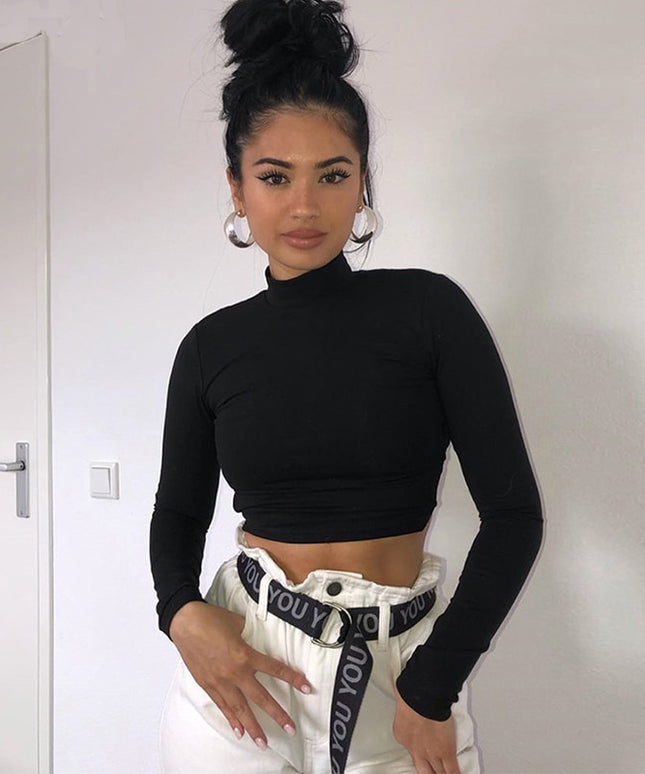 Damska koszulka z długim rękawem z odkrytymi plecami