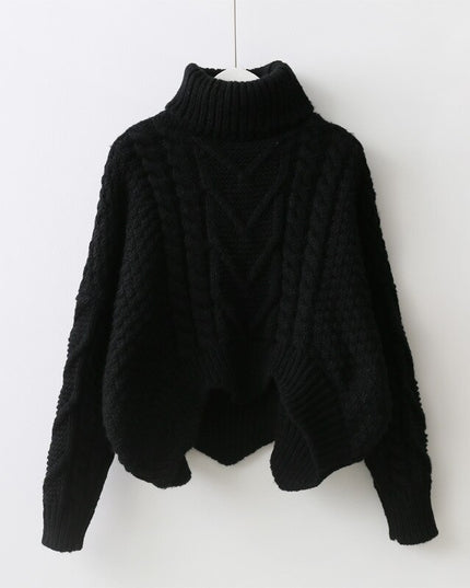 Damski sweter dziergany z golfem oversize