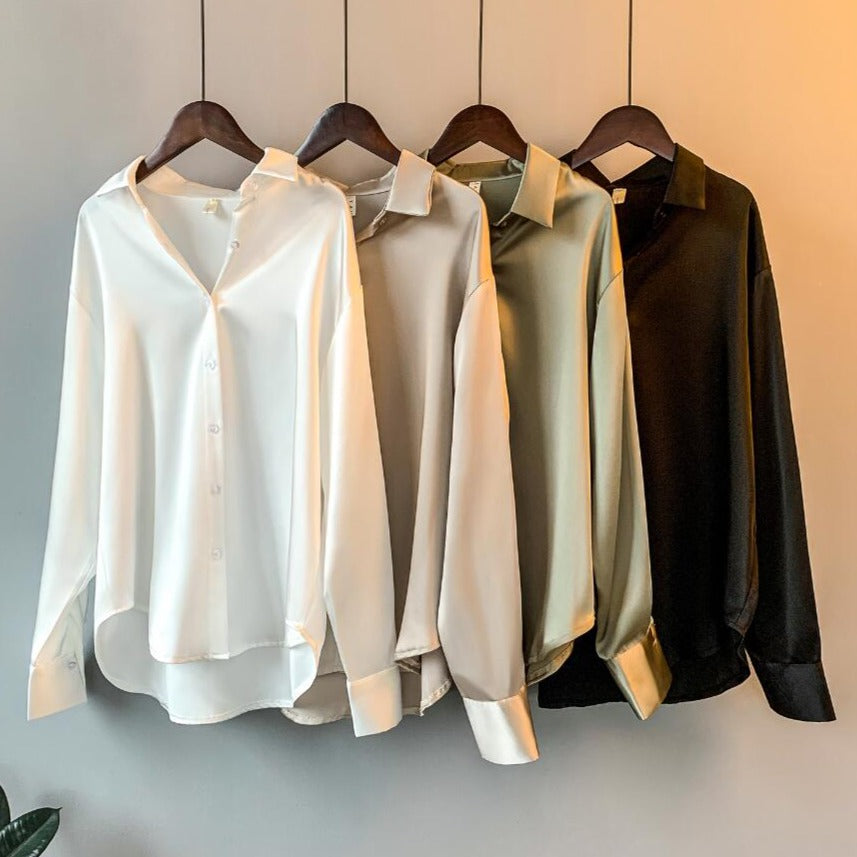 Damska koszula z satynowej tkaniny