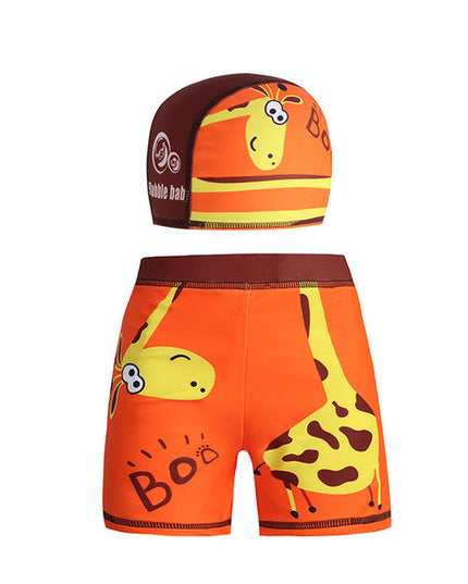 Kąpielówki dla chłopców z czepkiem kąpielowym w zwierzątka
