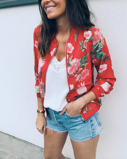 Damska kurtka przejściowa we wzór kwiatów