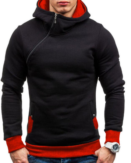 Męska bluza z kapturem dwukolorowa zapinana na skośny zamek
