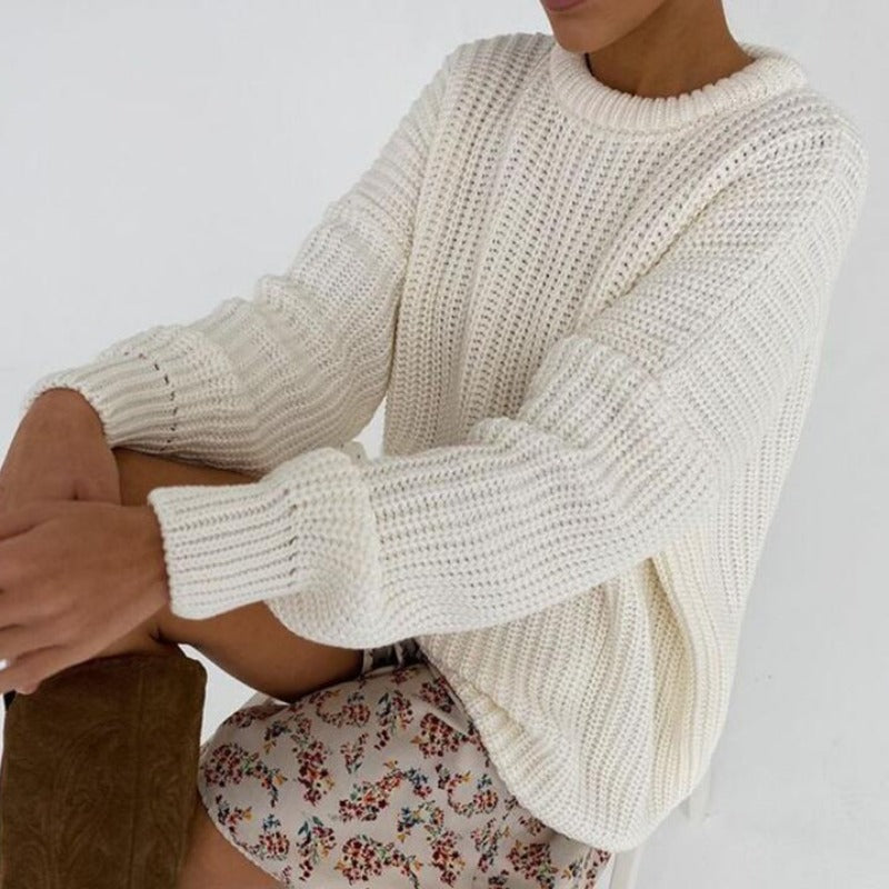Damski sweter dziergany o kroju oversize