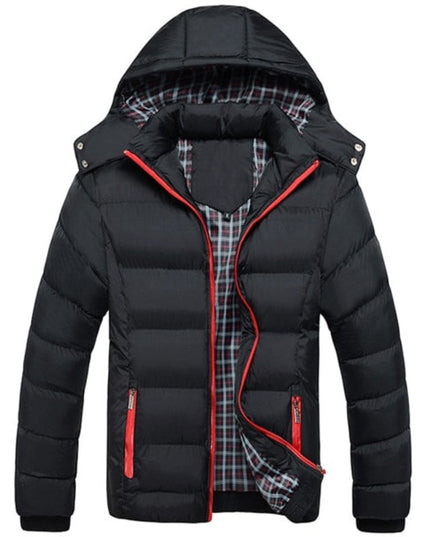 Męska kurtka zimowa pikowana z kontrastowymi zamkami
