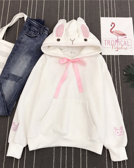Damska bluza z kapturem z uszami królika