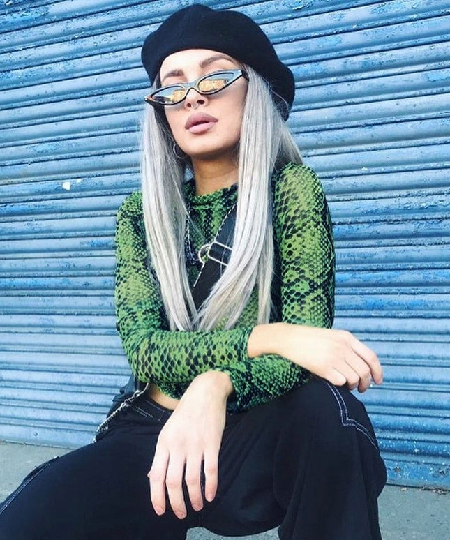 Damska koszulka z długim rękawem we wzór węża