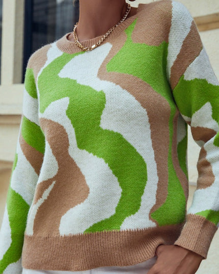 Damski sweter o klasycznym kroju trzykolorowy