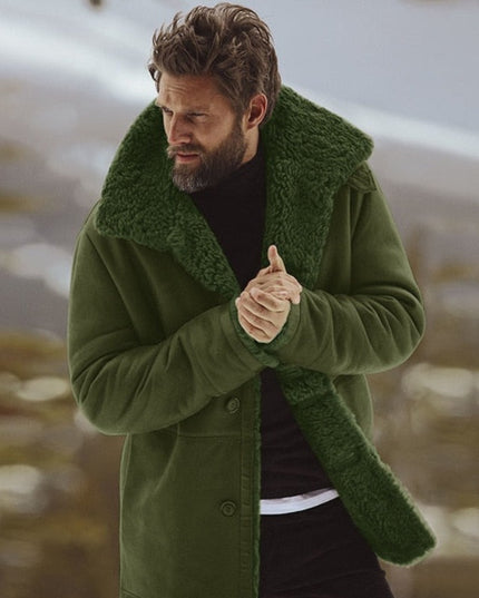 Męski płaszcz zimowy z kożuchem