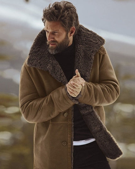 Męski płaszcz zimowy z kożuchem