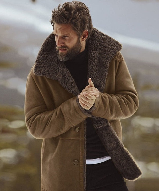 Męski płaszcz zimowy z kożuchem