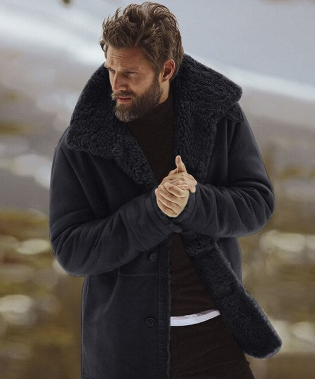 Męski płaszcz zimowy z kożuchem