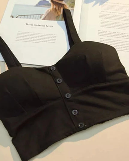 Damski crop top z guziczkami