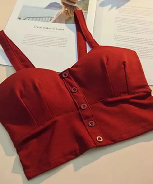 Damski crop top z guziczkami