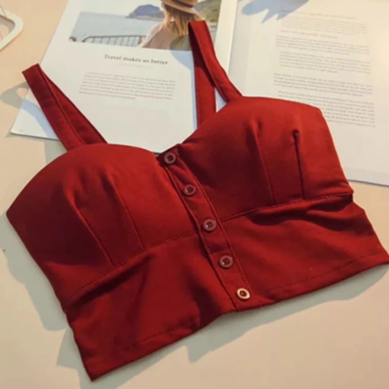 Damski crop top z guziczkami