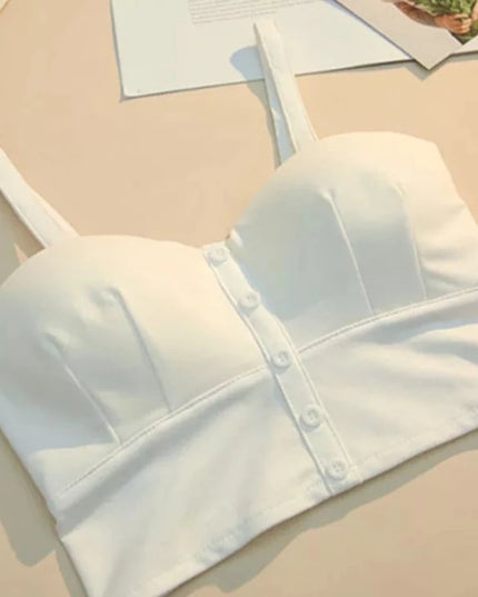 Damski crop top z guziczkami