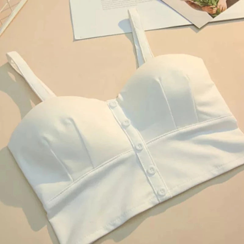 Damski crop top z guziczkami