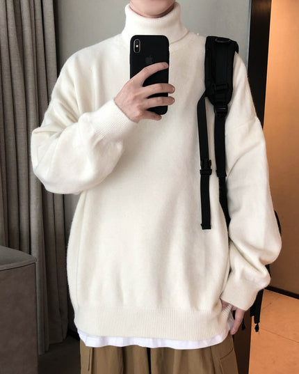 Męski sweter typu golf o luźnym fasonie