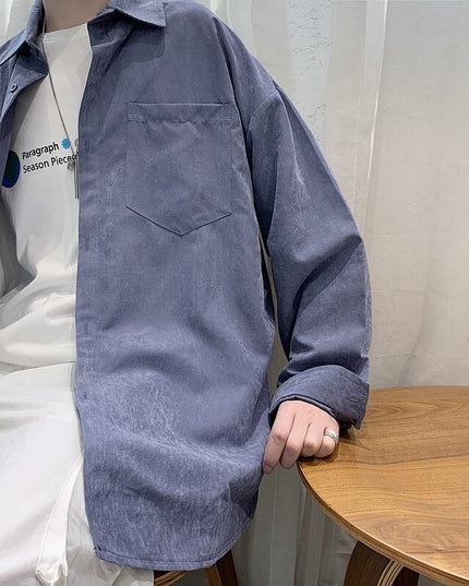 Męska koszula gładka o kroju oversize