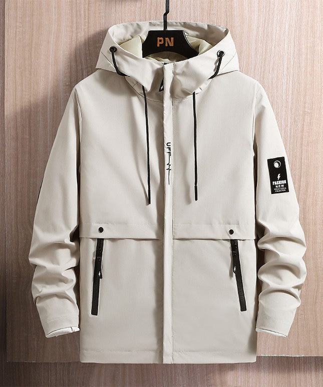 Męska kurtka zimowa pod szyję z kapturem